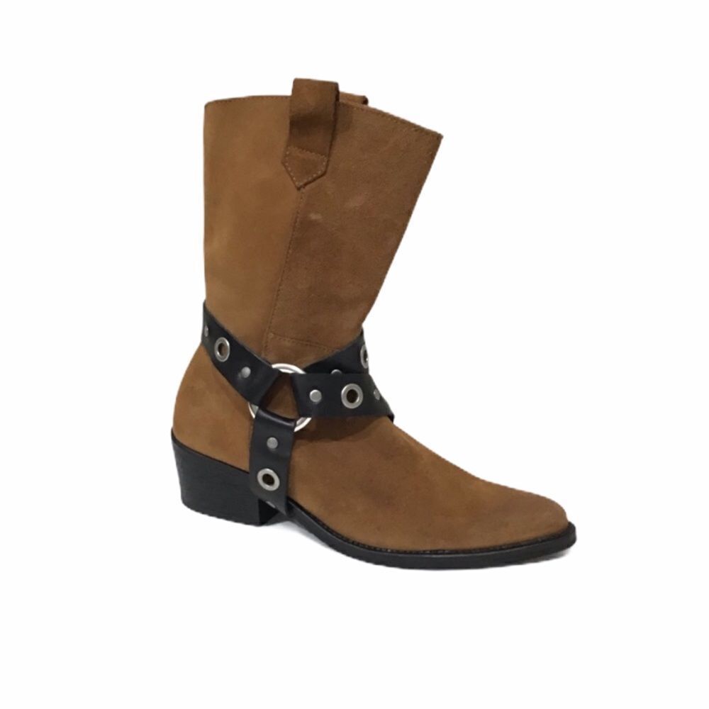 Free People x Farylrobin Brown Tan Suede Ankle Heel Boots Size 6